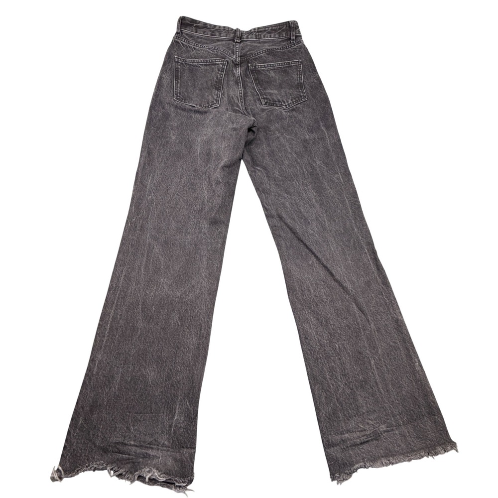 Zara Womens High Waisted Wide Leg Jeans Faded Black Raw Hem Size 6 MEX 28 - Picture 3 of 9